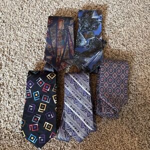 Lot Of 5 Men's Vintage Silk Ties John Henry Pronto Uomo